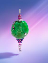 CARTIER, ART DECO, JADE, DIAMOND AND MULTIGEM PENDANT
