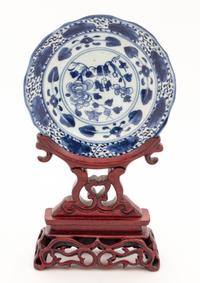 A Chinese Blue and White Saucer Diameter 5 1/2 inches.
