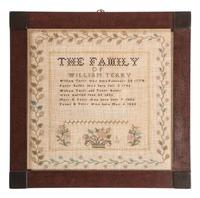 A Family Tree Embroidered Needlework, Wrought by Mary Terry, 1841