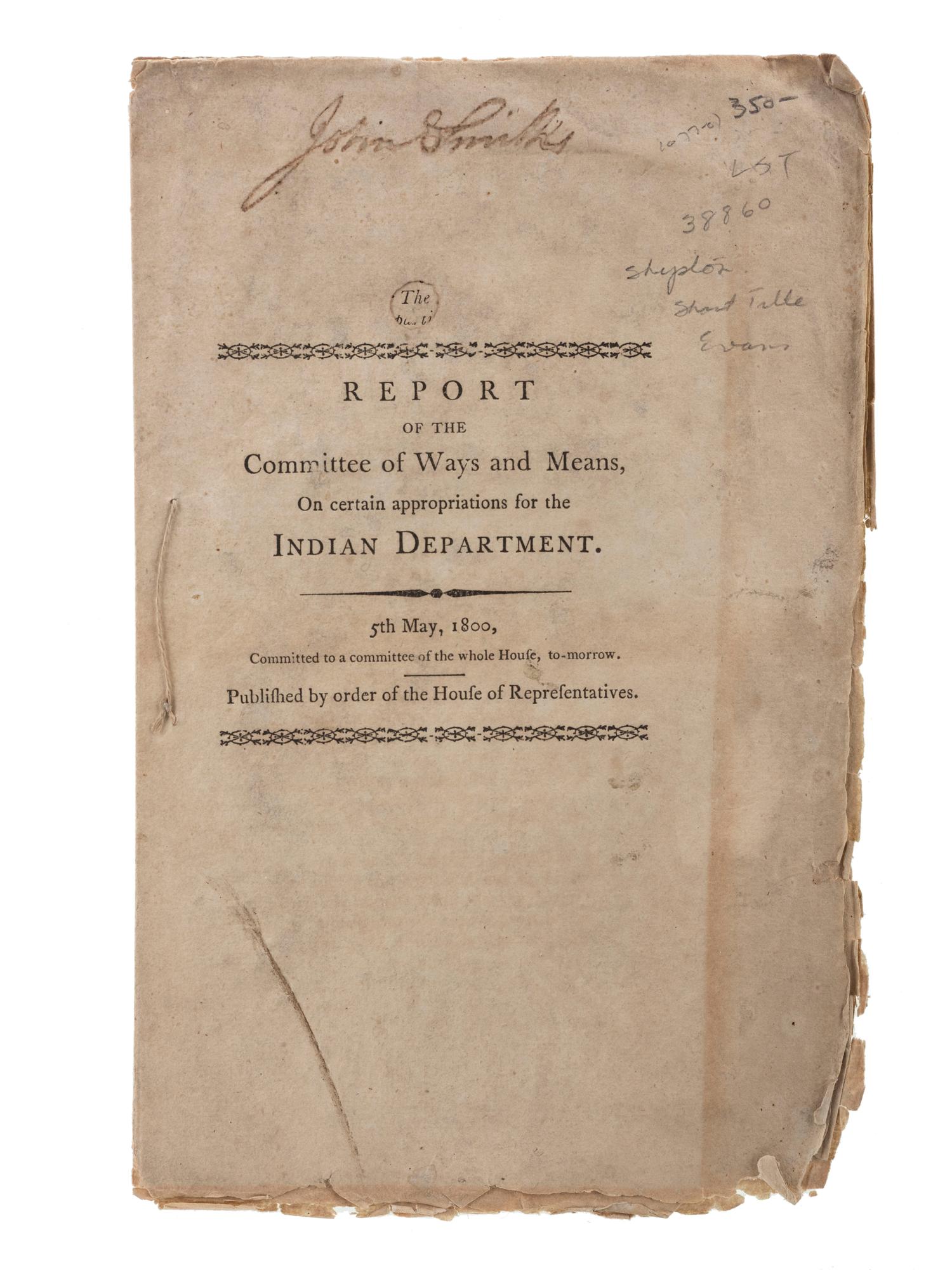 [NATIVE AMERICANS]. A group of 4 items related to Indian Department Finances.