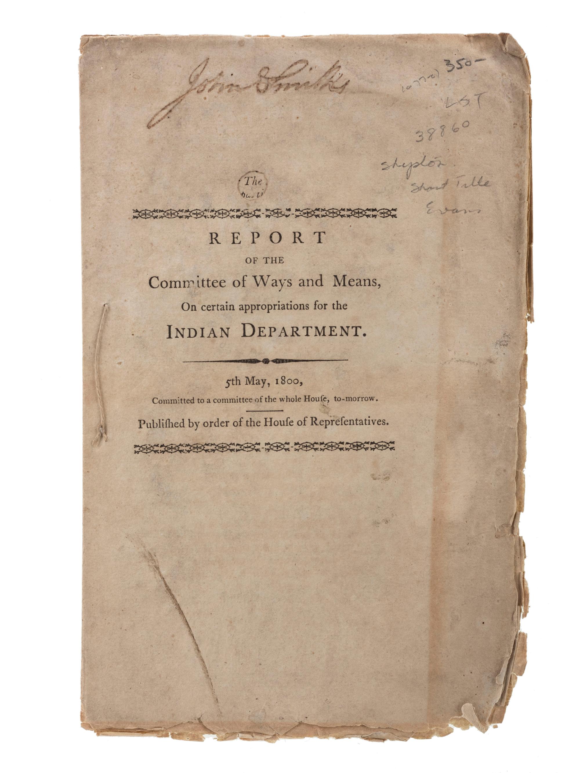 [NATIVE AMERICANS]. A group of 4 items related to Indian Department Finances.