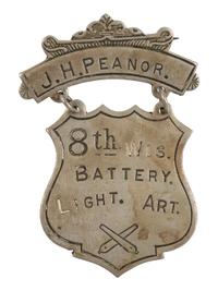[CIVIL WAR]. 8th Wisconsin Battery Light Artillery ladder badge identified to J.H. Peanor.
