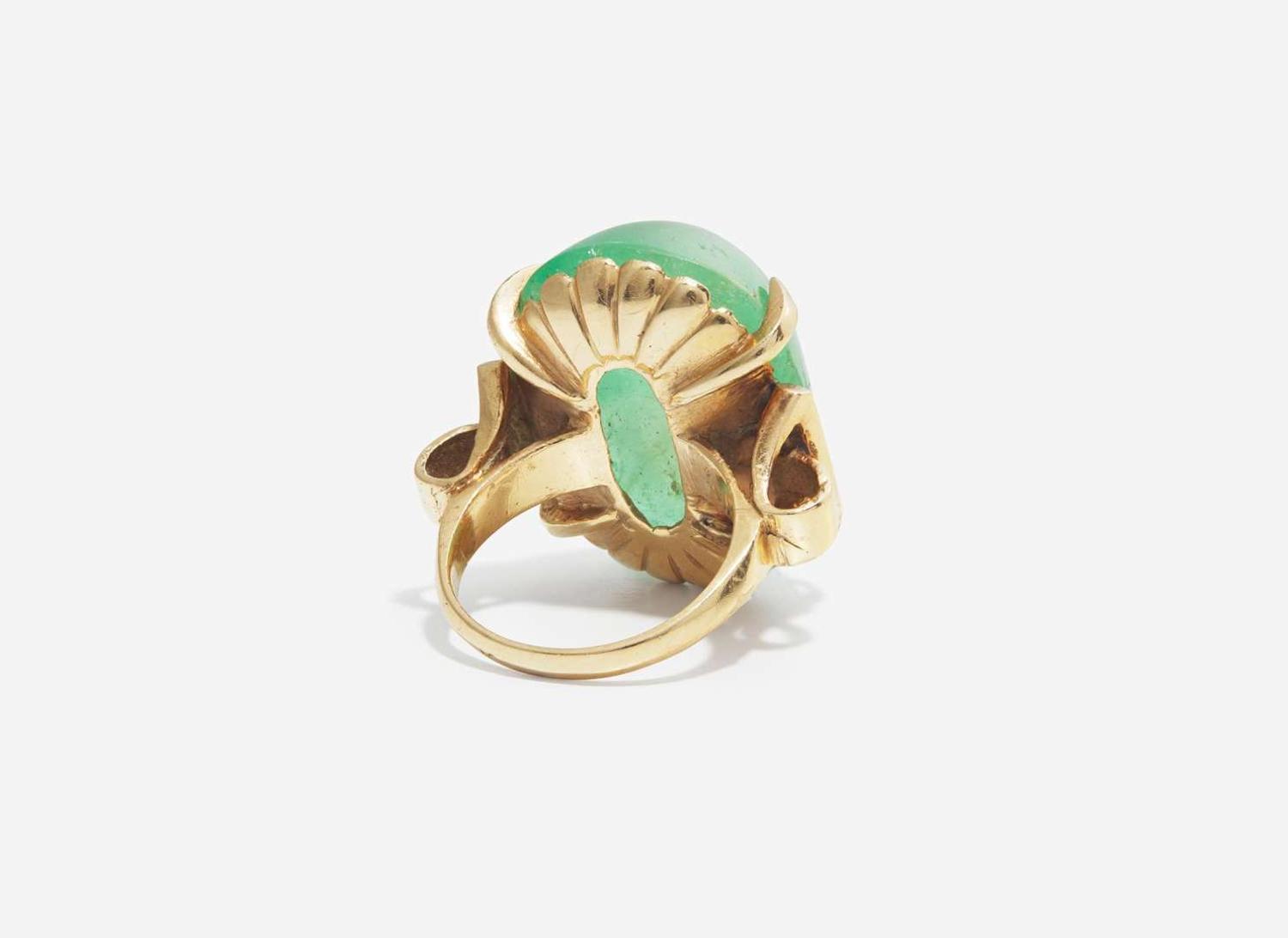 A Ladies 14K Yellow Gold and Emerald Ring