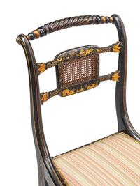 A Pair of Regency Style Gilt-Japanned Side Chairs
