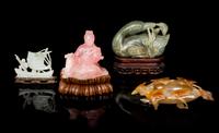 Four Chinese Harstone Carvings Height of the tallest 4 3/4 inches.