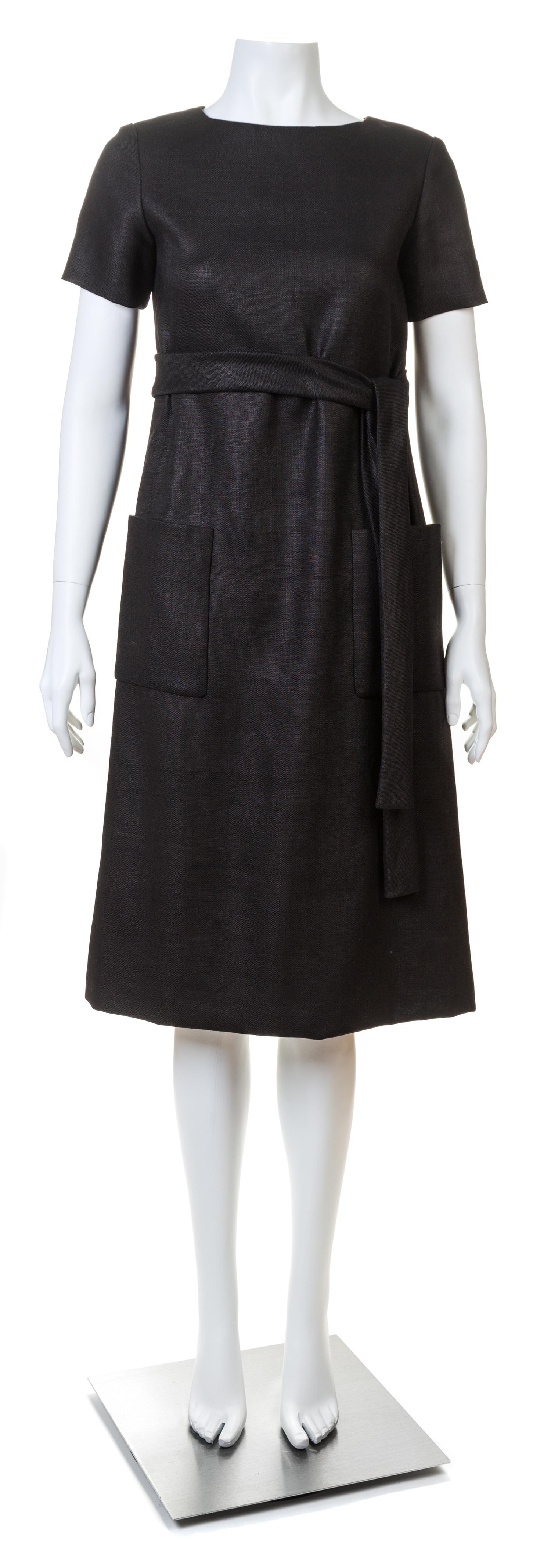 A Norell-Tassell Black Heavy Linen Dress, No size.