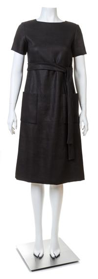 A Norell-Tassell Black Heavy Linen Dress, No size.