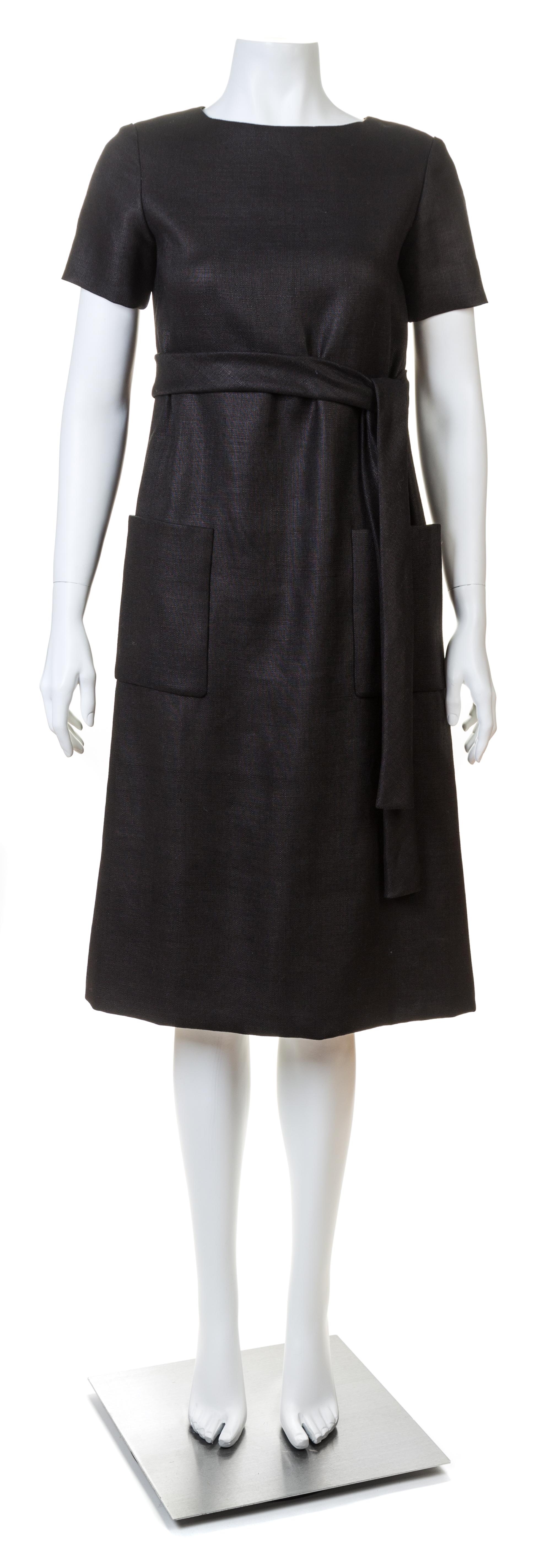 A Norell-Tassell Black Heavy Linen Dress, No size.