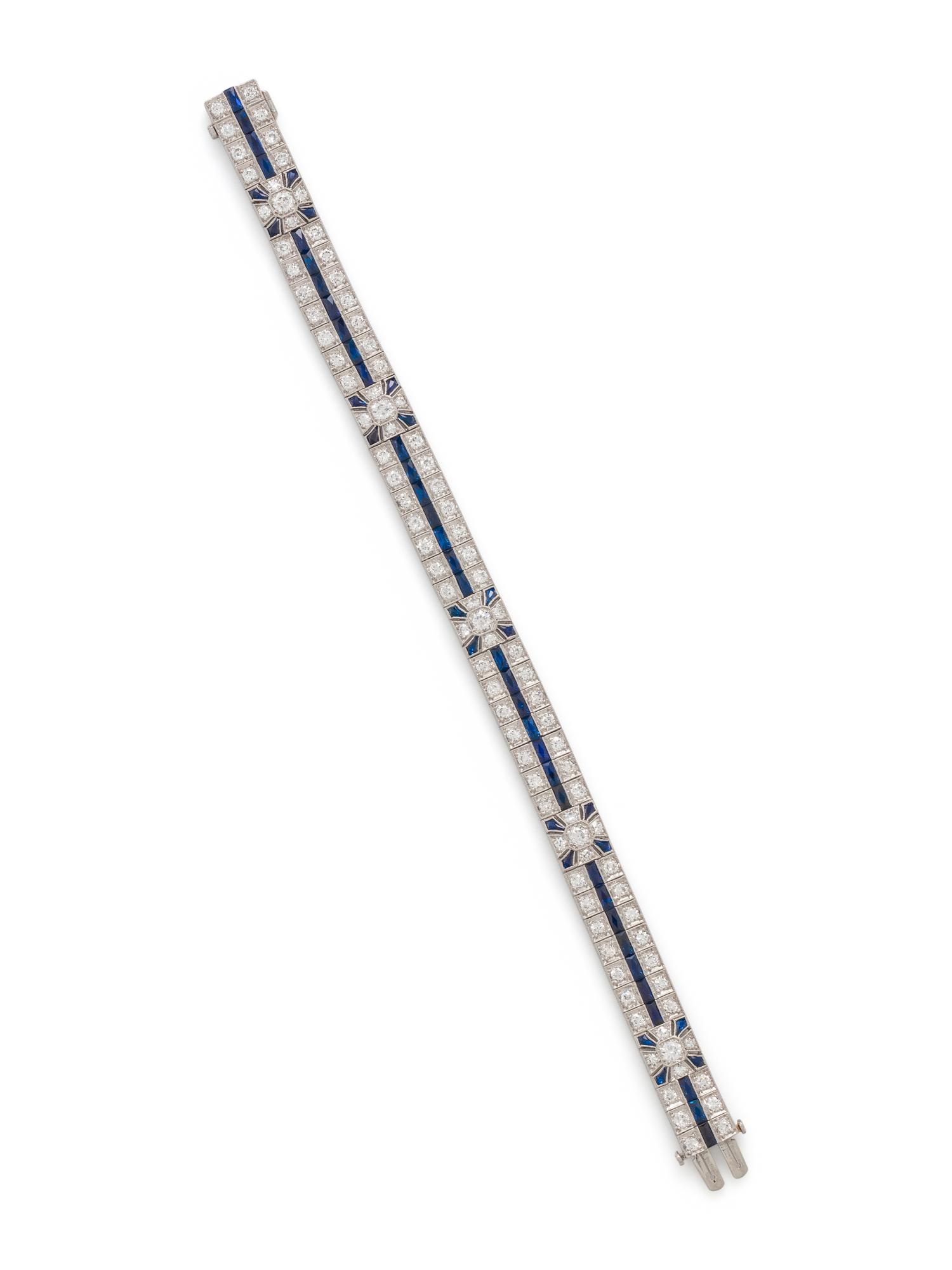 ART DECO, DIAMOND AND SAPPHIRE BRACELET
