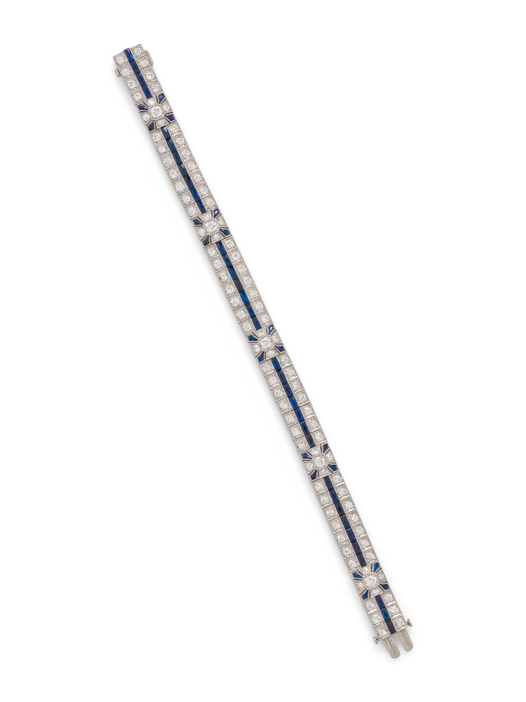 ART DECO, DIAMOND AND SAPPHIRE BRACELET