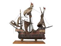 A Spanish Polychromed Wood Ship Model