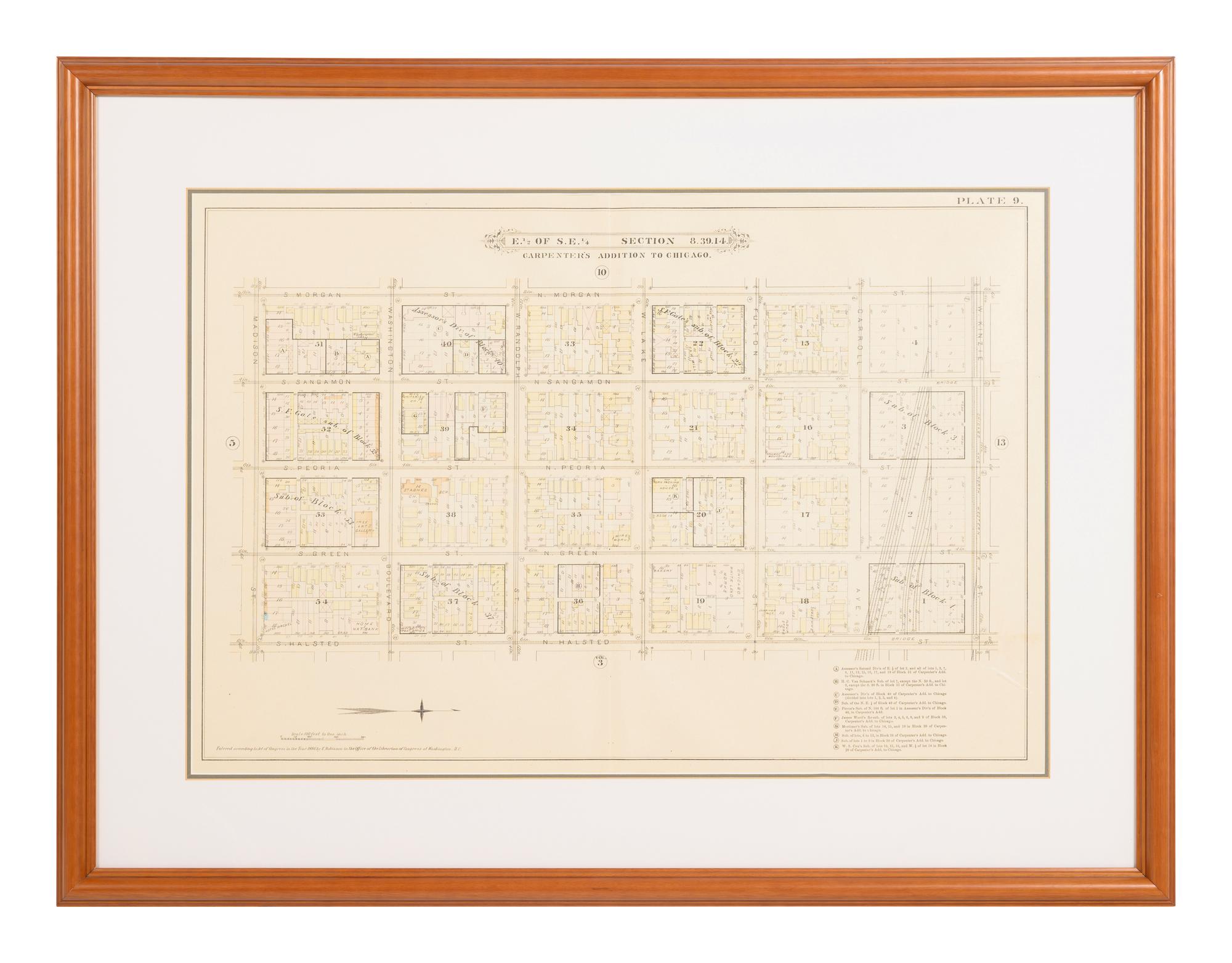 A group of 5 maps of Chicago streets, comprising: