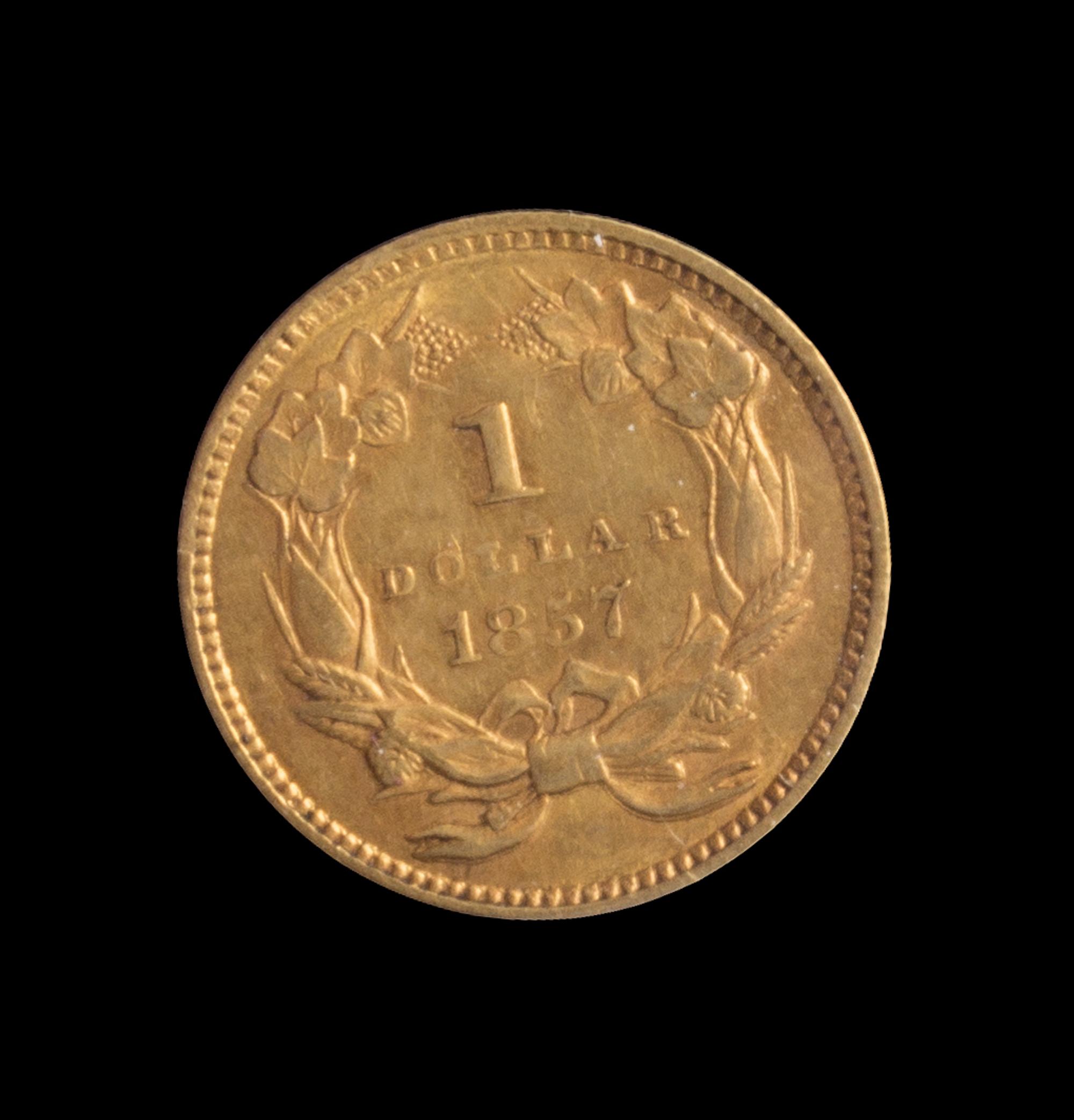 A United States 1857 Indian Princess: Type 3 $1 Gold Coin