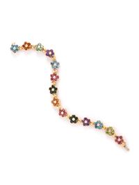 YELLOW GOLD, DIAMOND, AND MULTIGEM FLOWER BRACELET