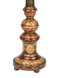 A Paint Decorated Wood Floor Lamp