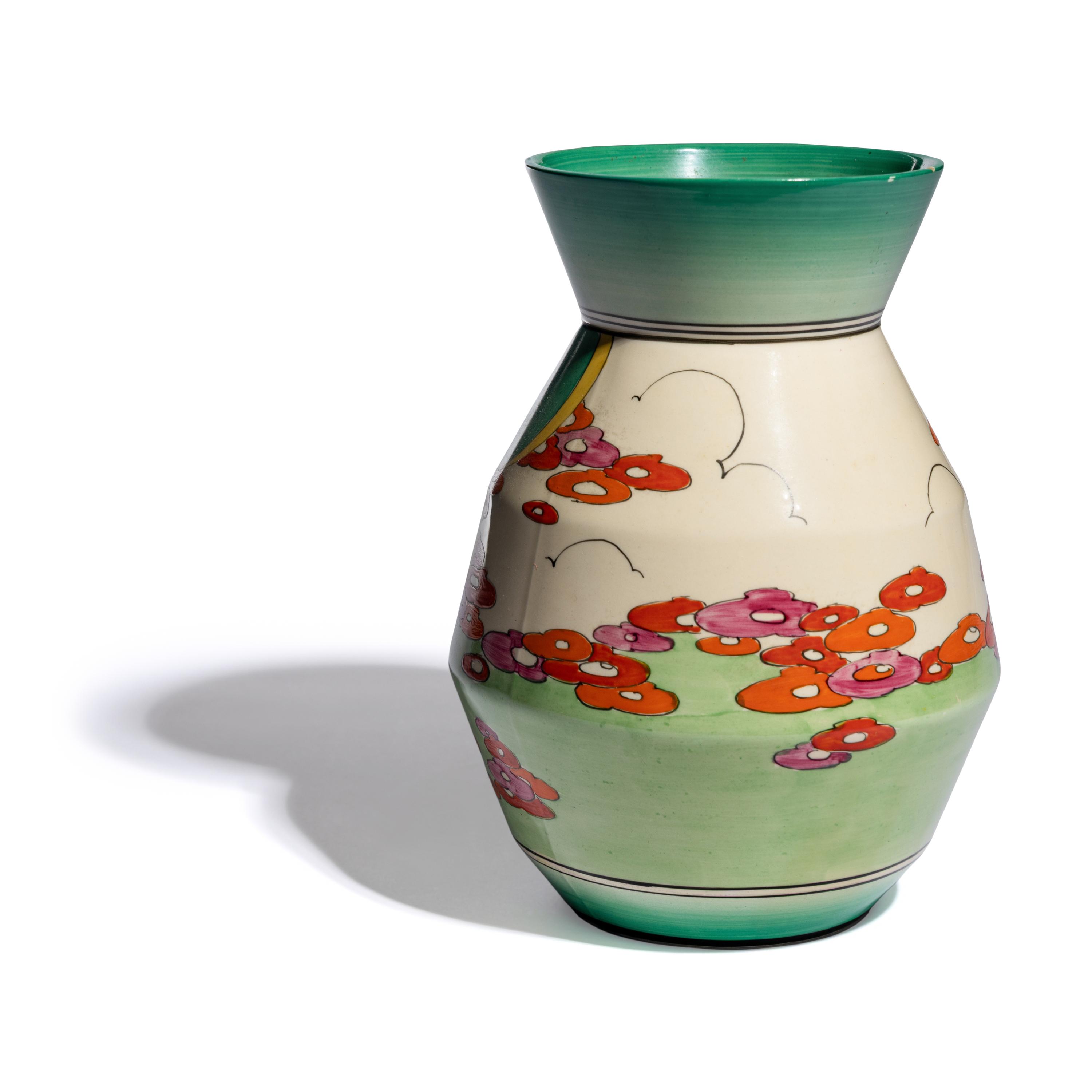 Clarice Cliff (English, 1899-1972) — Green Erin pattern vase
