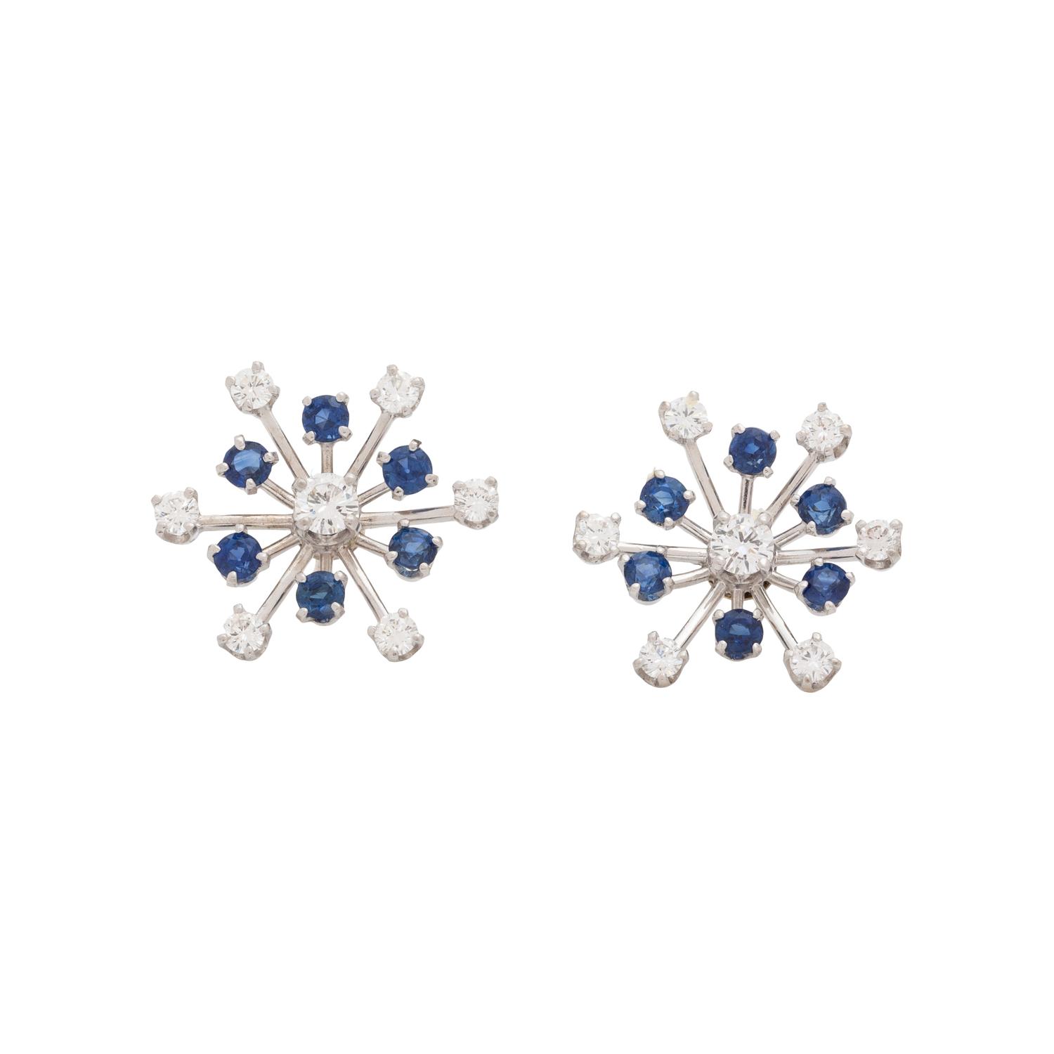 DIAMOND AND SAPPHIRE SNOWFLAKE EARRINGS