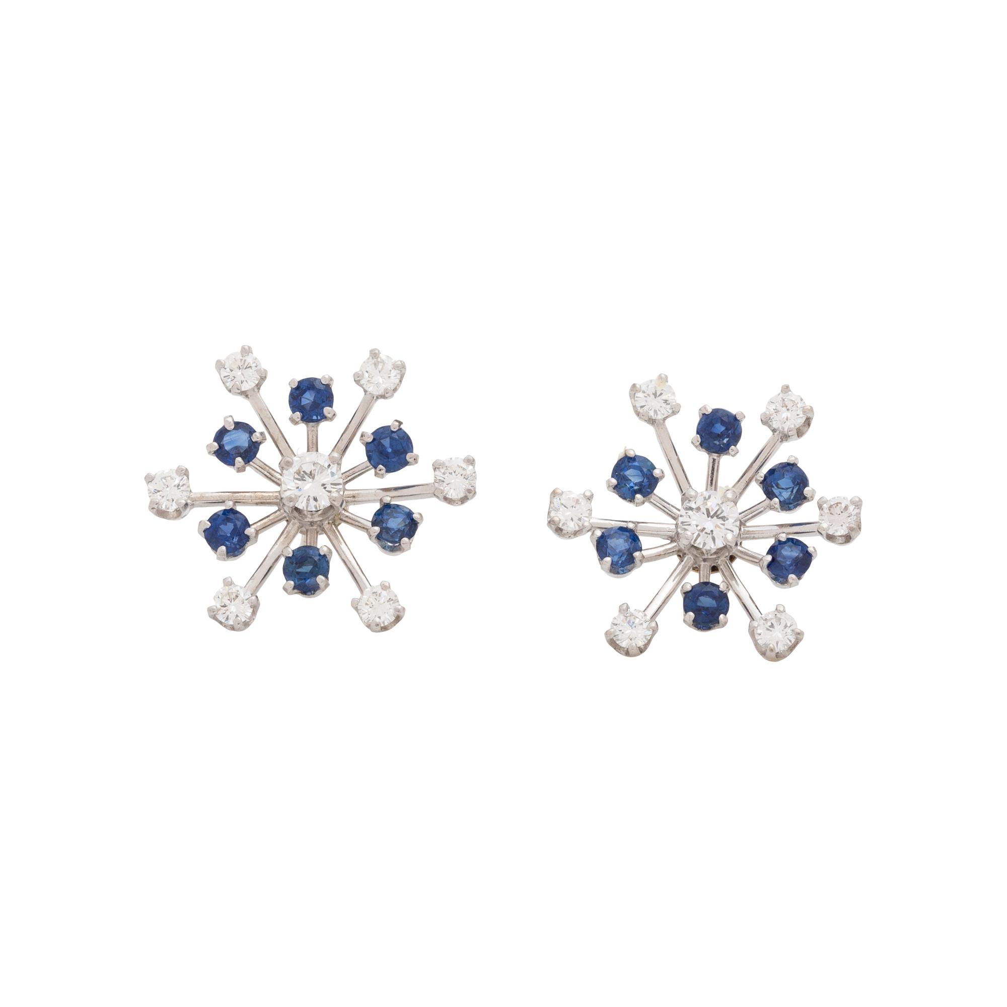 DIAMOND AND SAPPHIRE SNOWFLAKE EARRINGS
