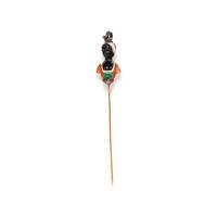 FRENCH, ANTIQUE, MULTIGEM AND DIAMOND BLACKAMOOR STICK PIN
