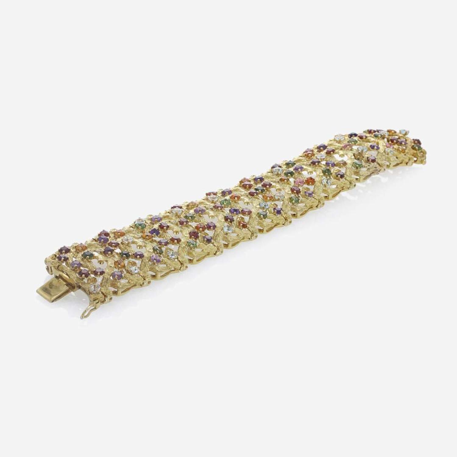 An 18K Yellow Gold and Gemstone Bracelet