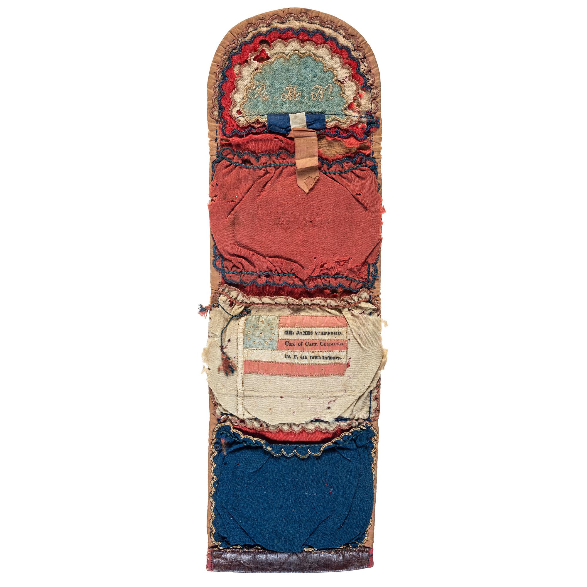 Corporal James Stafford, Company F, 4th Iowa Infantry, KIA at Cherokee, AL. Civil War sewing kit "housewife."