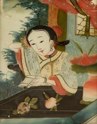 Three Chinese Reverse Glass Paintings on Glass