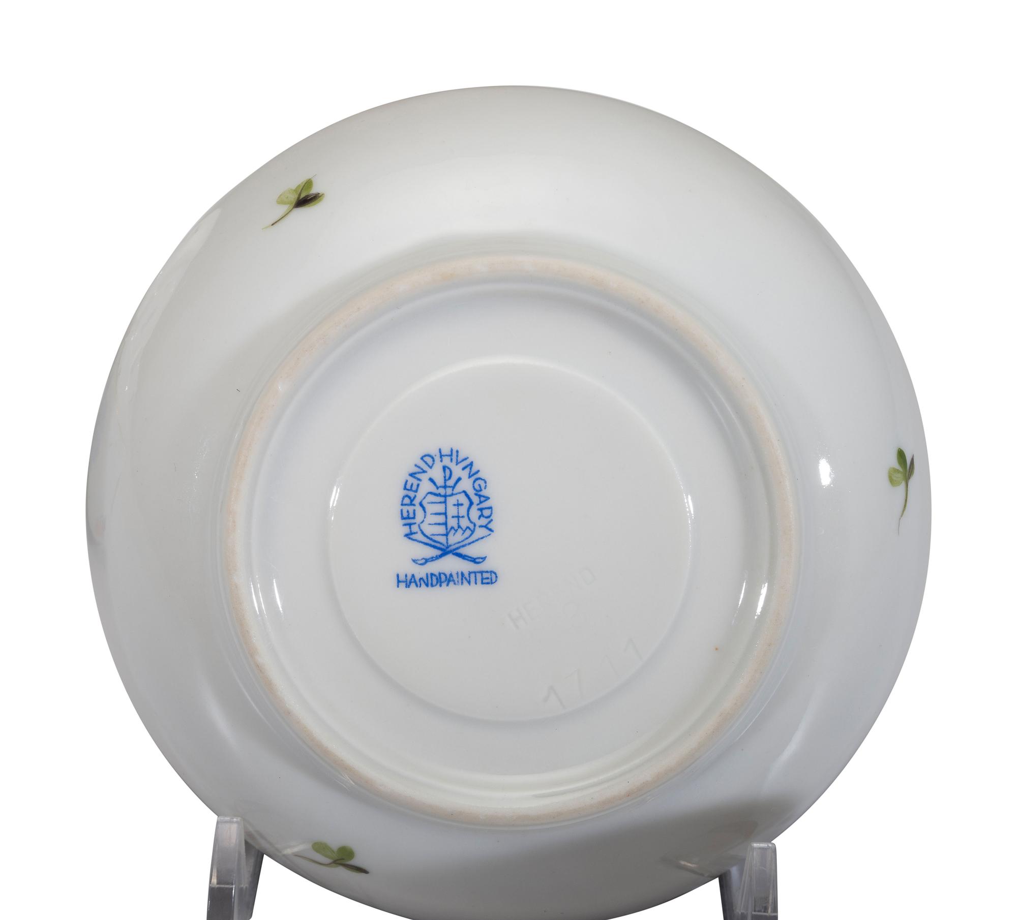 A Set of Six Herend Porcelain Teacups and Saucers
