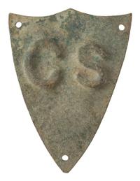 [CIVIL WAR]. Confederate cavalry saddle pommel shield relic.