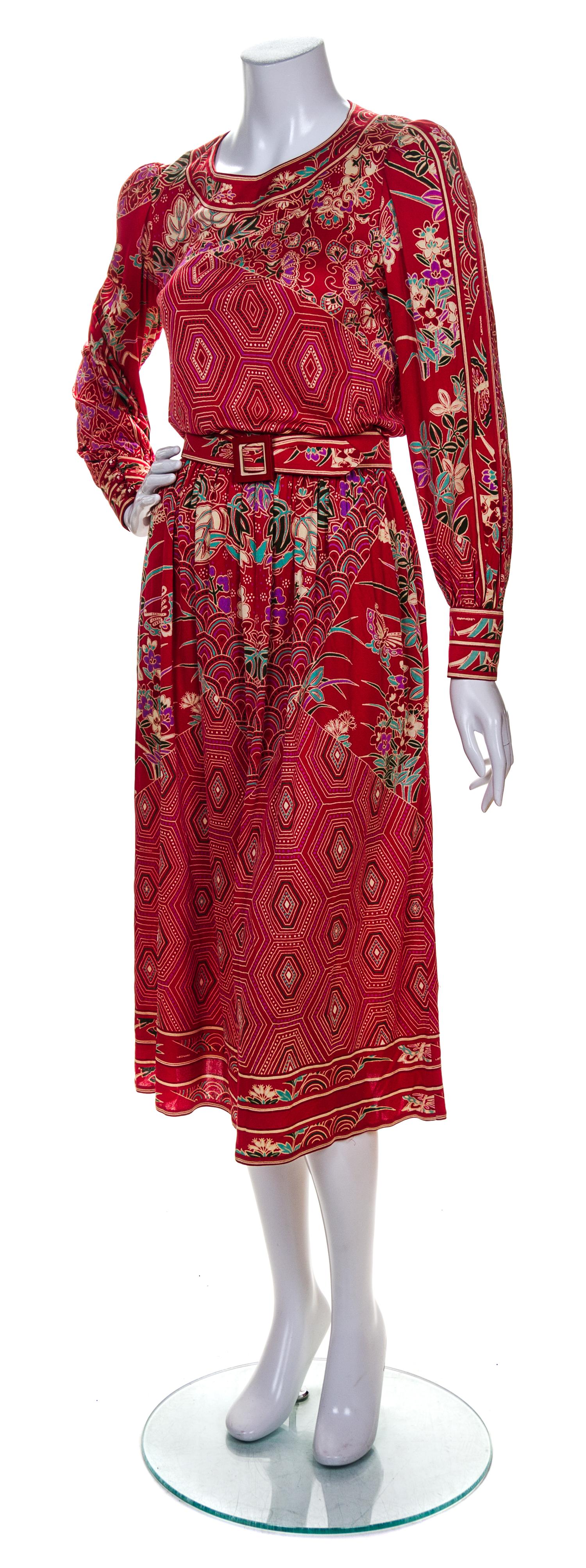 A Leonard Multicolor Silk Patterned Dress,