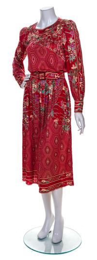A Leonard Multicolor Silk Patterned Dress,