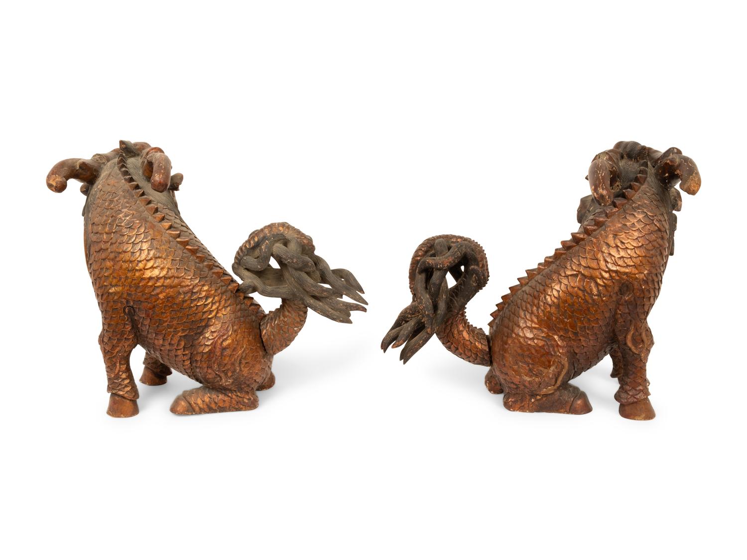 A Pair of Chinese Figures of Mythical Beasts