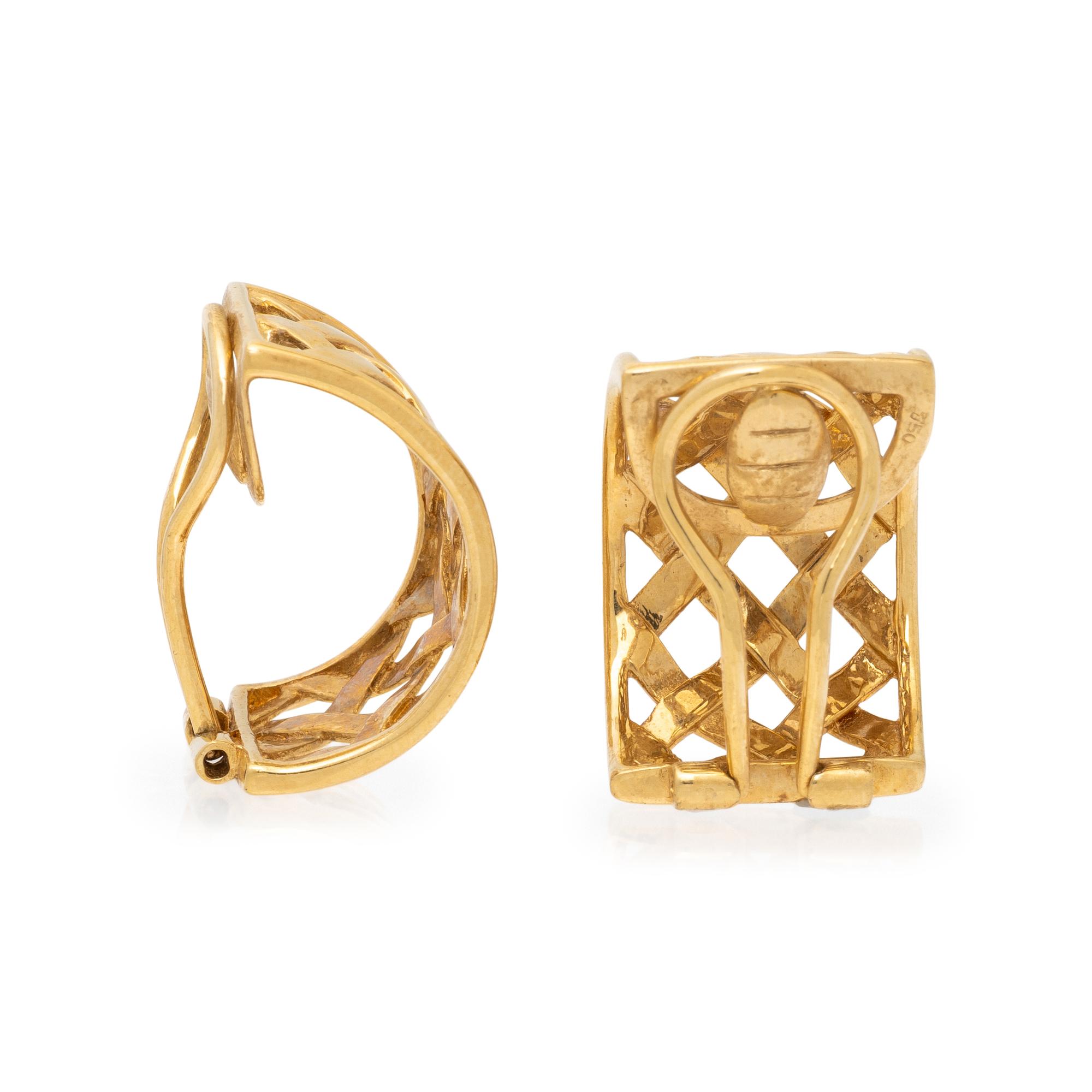 YELLOW GOLD BASKET WEAVE EARRINGS