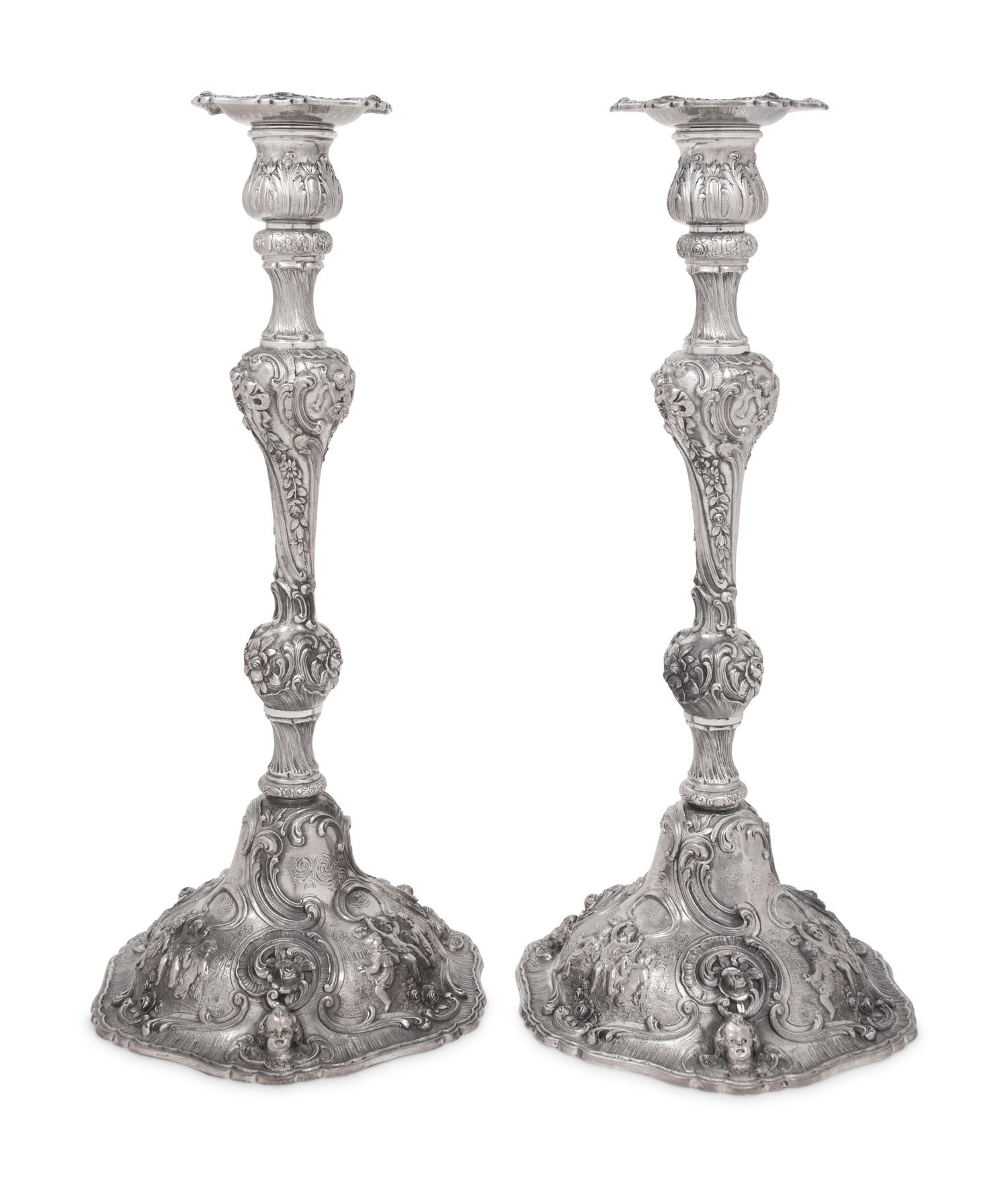 A Pair of American Silver Candlesticks