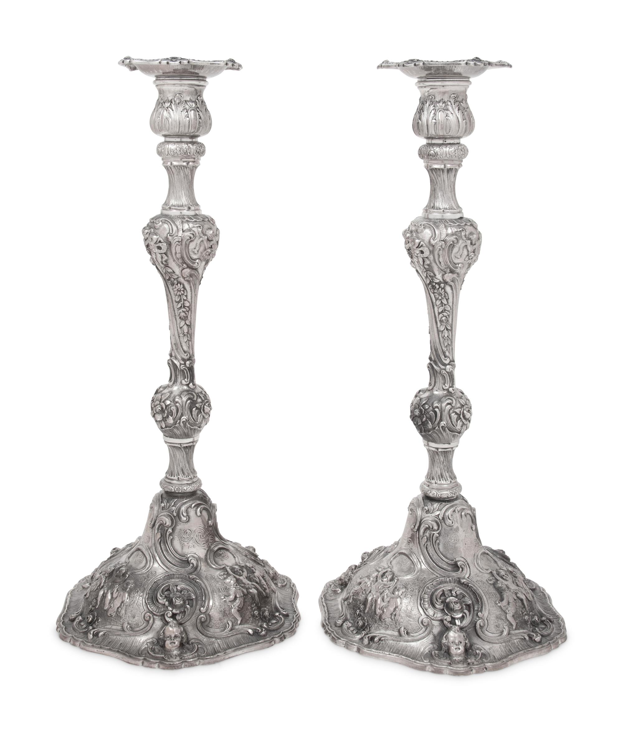 A Pair of American Silver Candlesticks