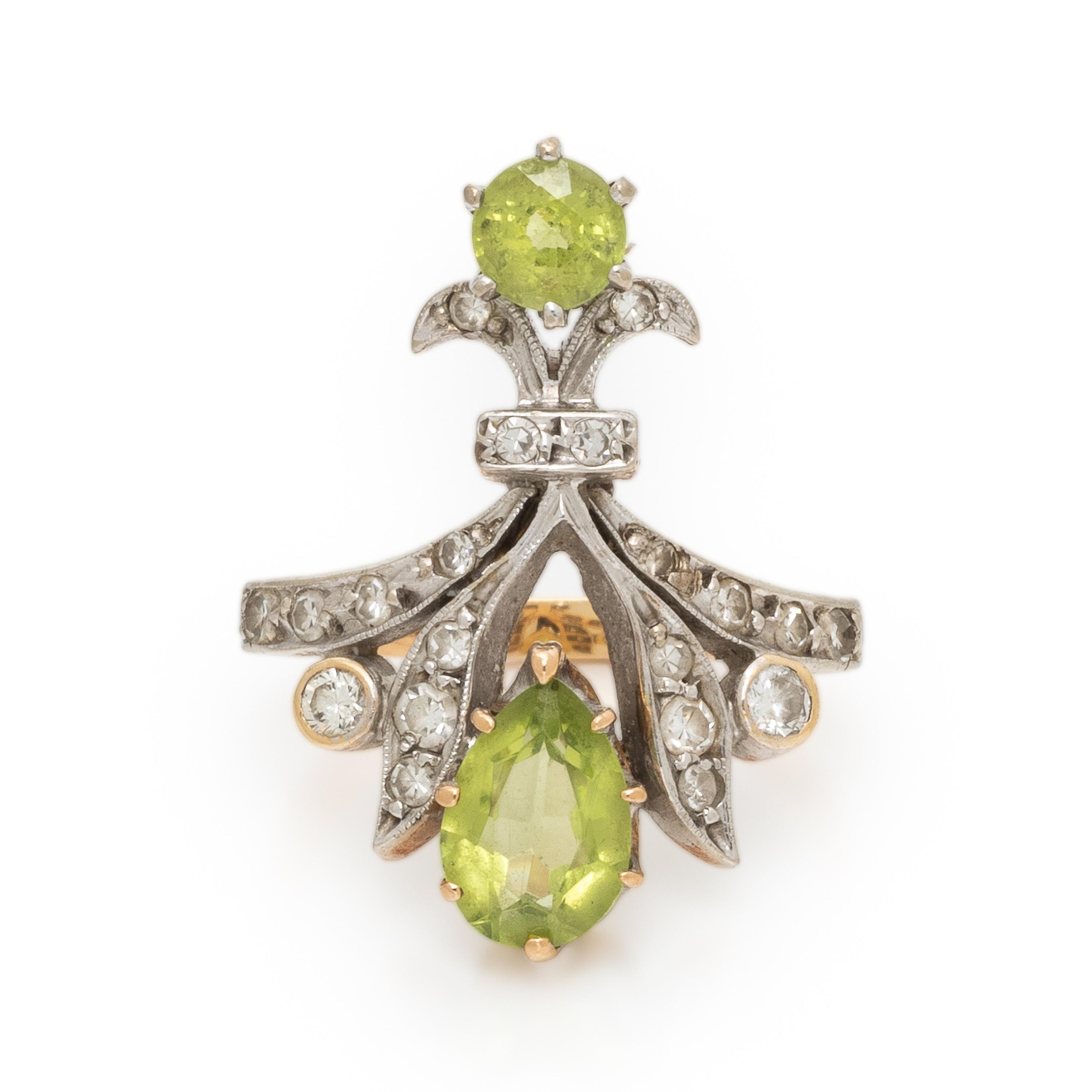 Peridot and Diamond Ring