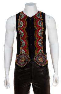A Gianni Versace Black Wool Vest, Size 46.