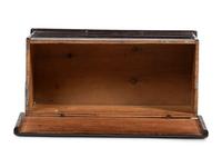 A Rare Pilgrim Century Black Painted Pine One-Drawer 'M' Chest