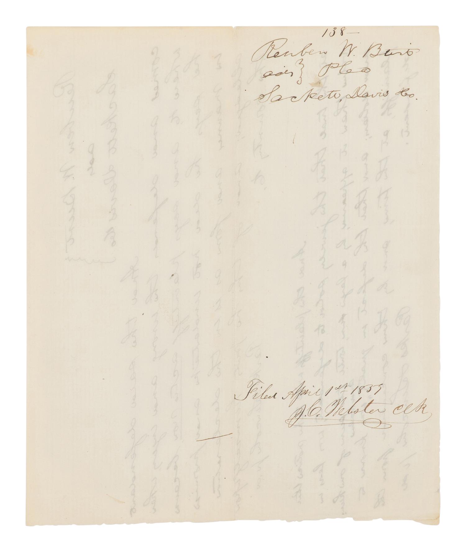 LINCOLN, Abraham (1809-1865). Autograph legal document signed twice ("Parks and Lincoln"), [Springfield], [filed] 1 April 1859.