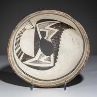 Ancestral Pueblo, Mimbres Black-on-White Pottery Bowl, Transformational Fish