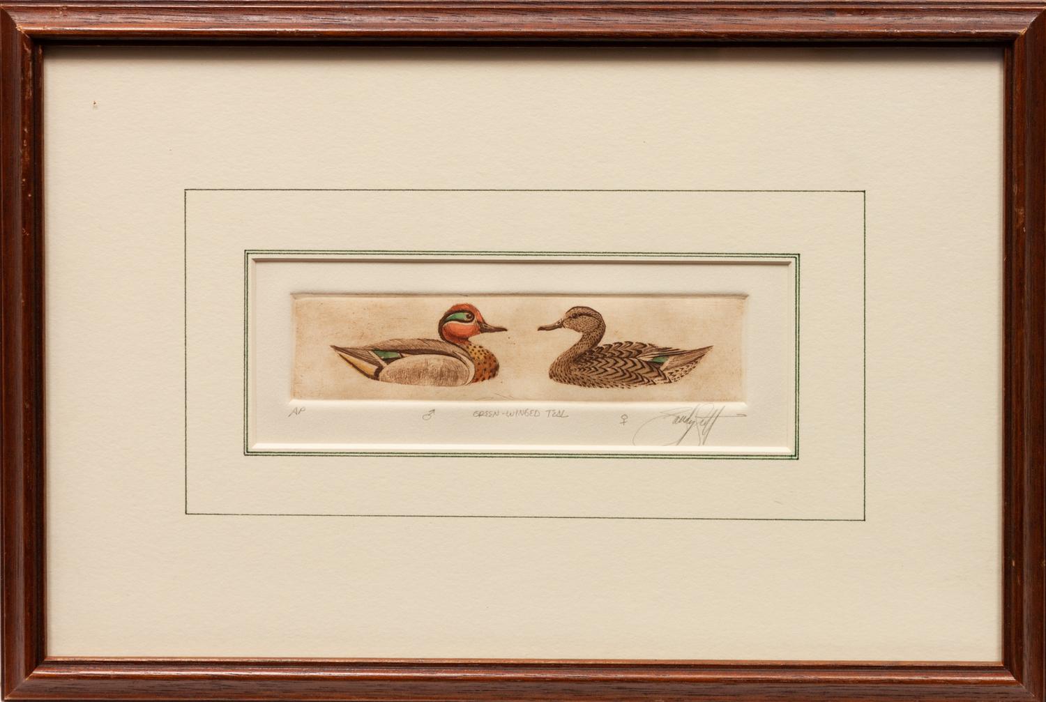 Six Framed Prints, in Four Frames: Green-Winged Teal, Artist's Proof; Goldeneye & Bluebill Decoys, edition 34/100; Black Duck, edition 28/100; together in one frame: Redhead , edition 17/100; Bluebill , edition 10/100; Pintail , Artist's Proof