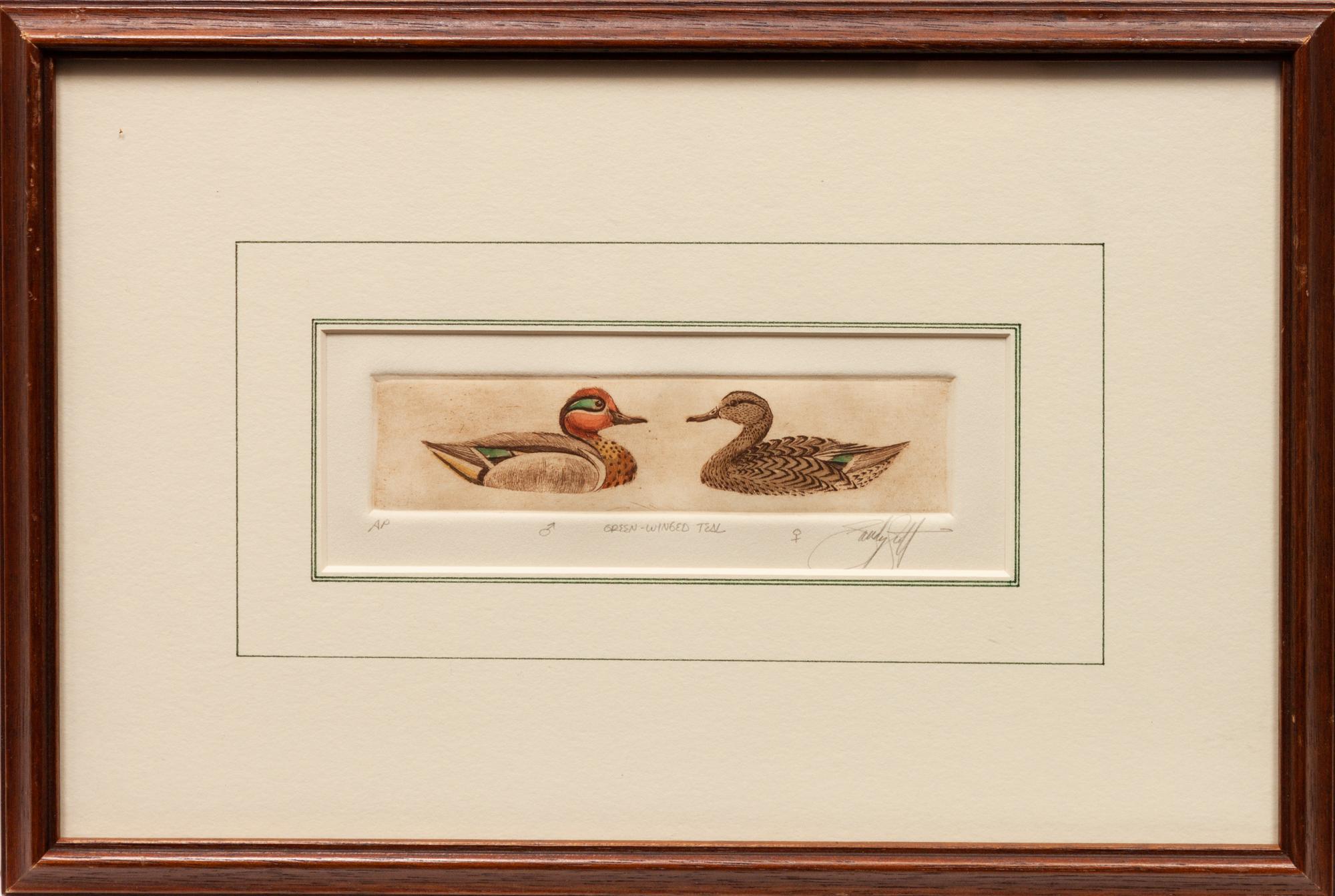 Six Framed Prints, in Four Frames: Green-Winged Teal, Artist's Proof; Goldeneye & Bluebill Decoys, edition 34/100; Black Duck, edition 28/100; together in one frame: Redhead , edition 17/100; Bluebill , edition 10/100; Pintail , Artist's Proof