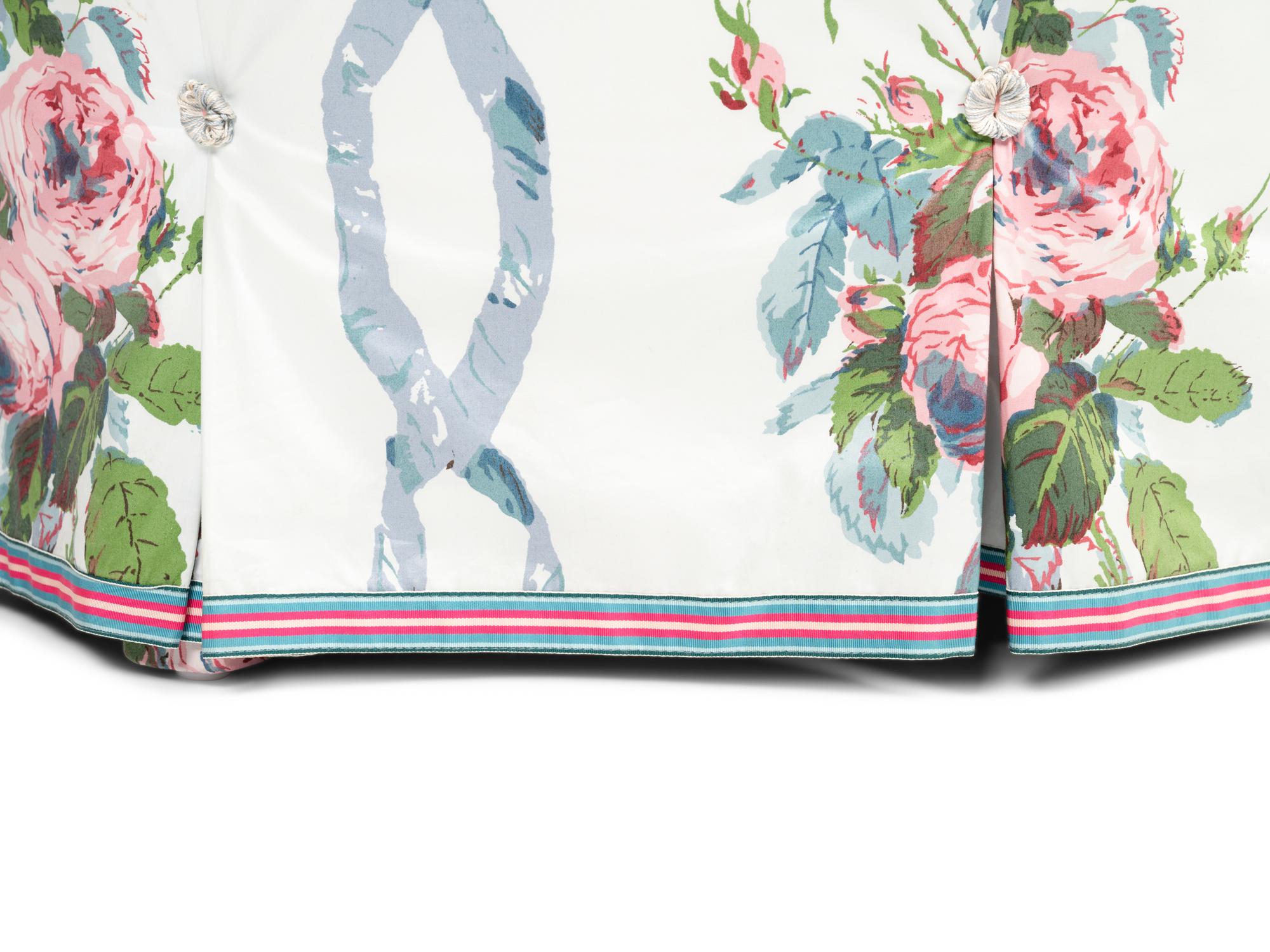 A Custom Barrel-Back Armchair with Chintz Upholstery by Jonas New York