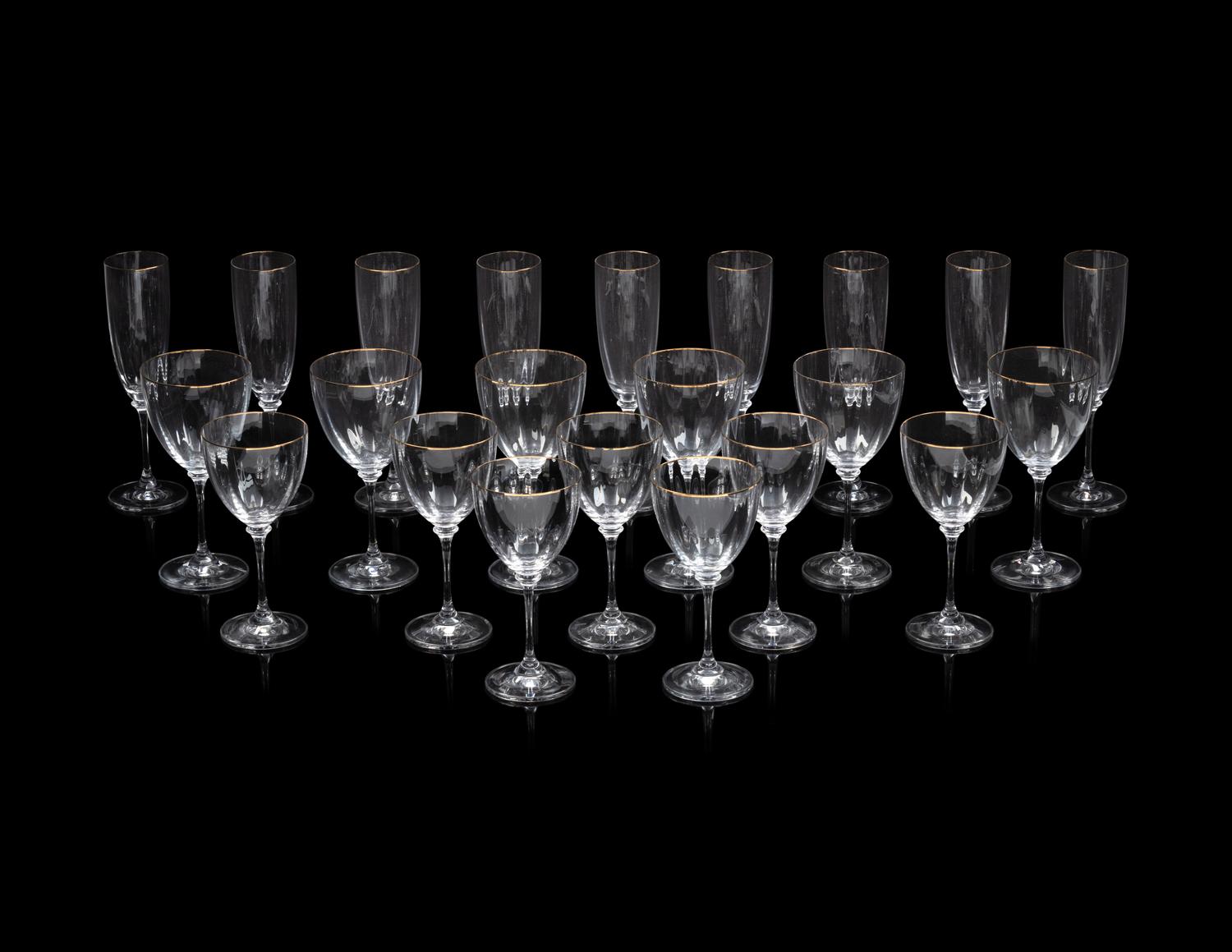 A Set of Gilt-Edged Glass Stemware