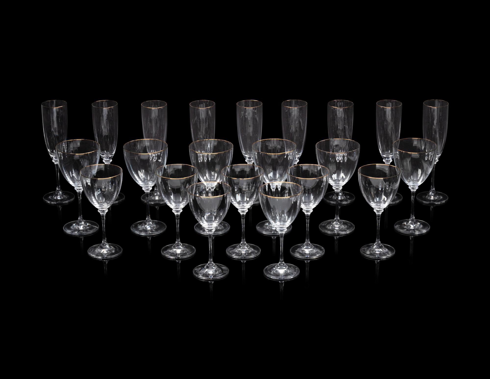 A Set of Gilt-Edged Glass Stemware