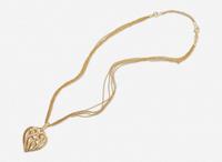 A Yellow Gold and Diamond Heart Necklace