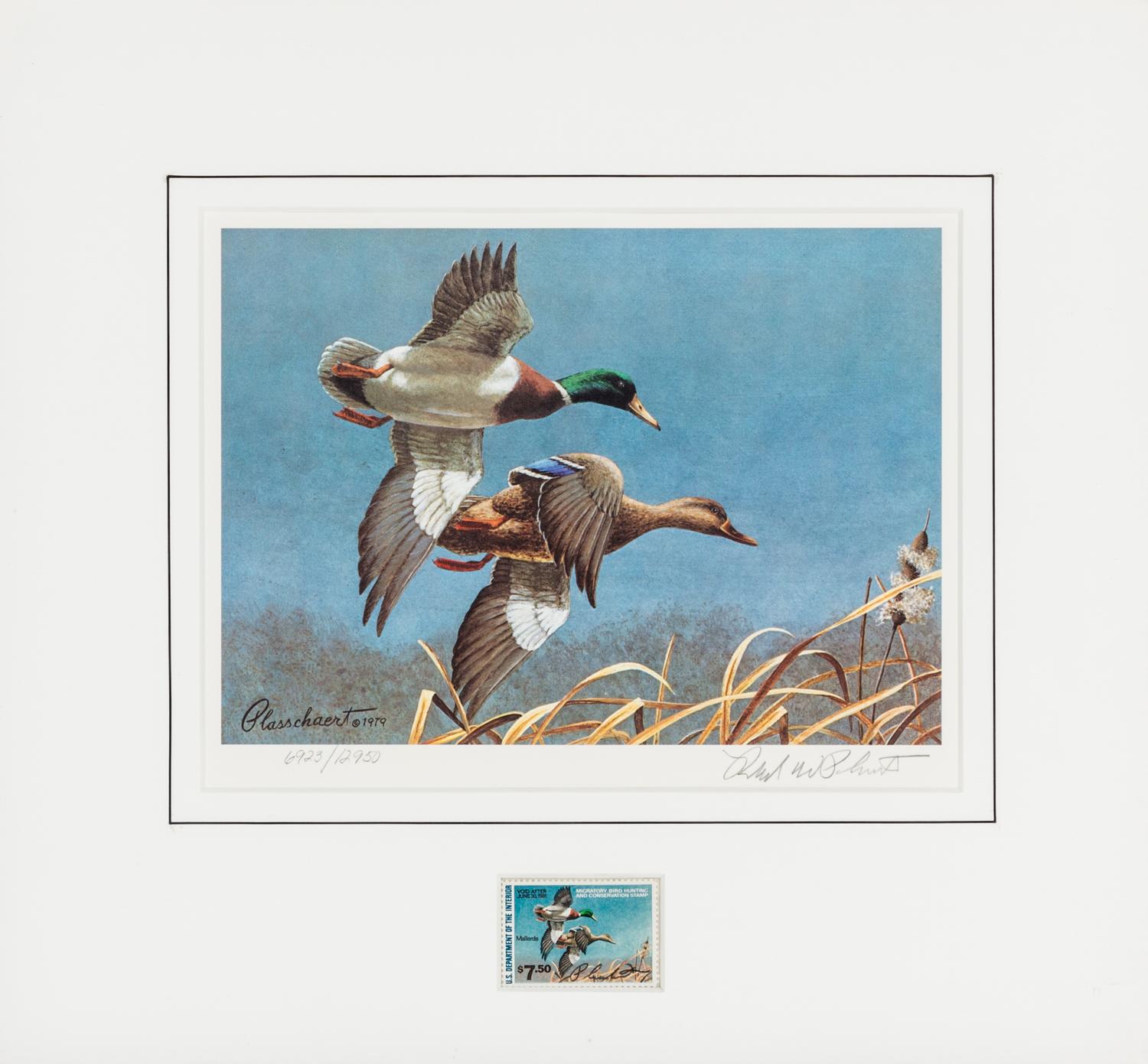 (DUCK STAMPS) A collection of 12 signed lithographs with accompanying duck stamps.