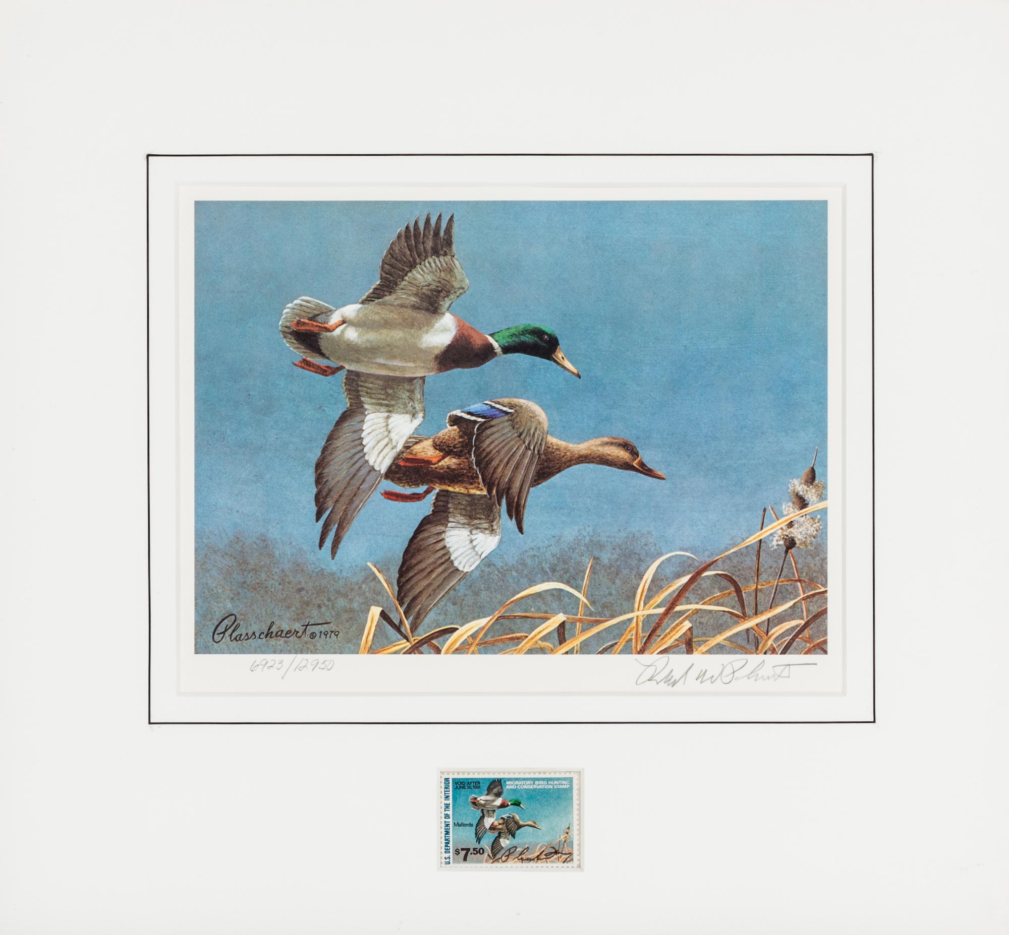 (DUCK STAMPS) A collection of 12 signed lithographs with accompanying duck stamps.