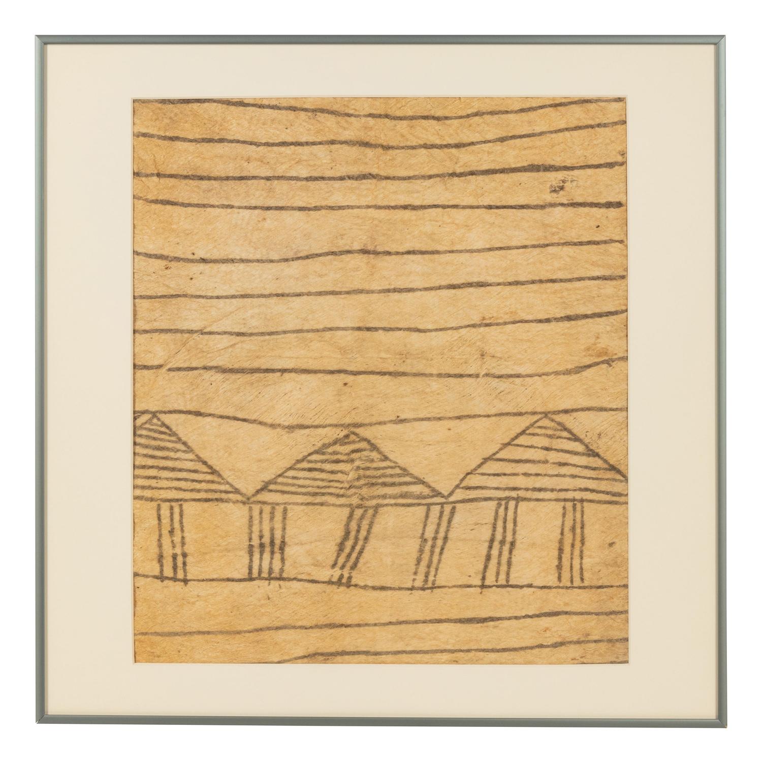 A Group of Nine Pongo Bark Cloth Drawings