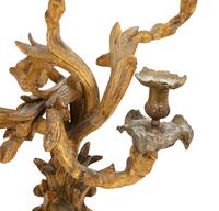 A Pair of Italian Carved Giltwood Five-Light Candelabra