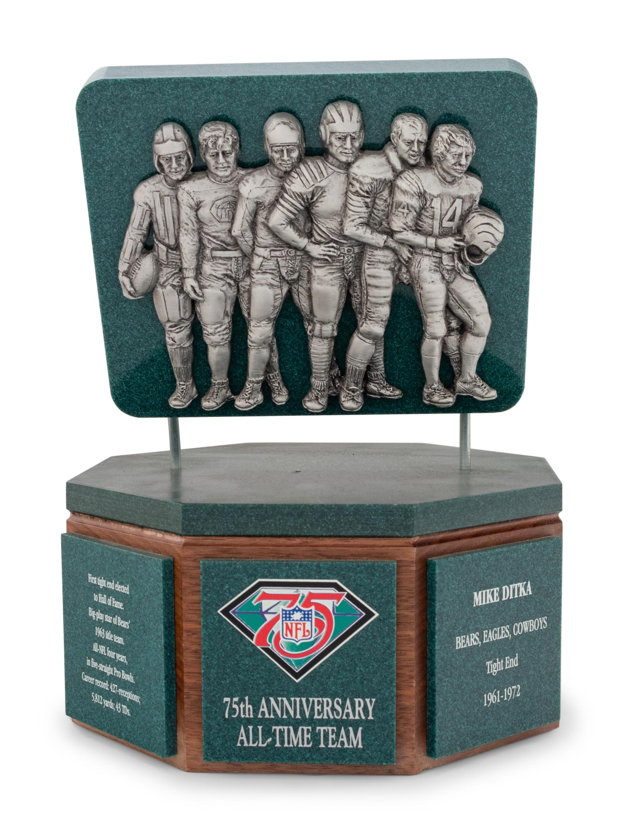Mike Ditka's NFL 75th Anniversary All-Time Team Trophy Formerly Displayed at Mike Ditka's Restaurant